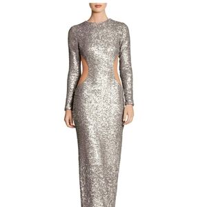 Dress the population silver mesh gown